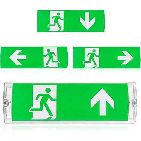 Éclairage De Secours LED : Lumière De Secours Avec 4 Pictogrammes De Sortie, Éclairage De Secours Avec Batterie De Secours 3h, Luminaire Permanent Pour Établissements Publics (Blanc) (1/5)
