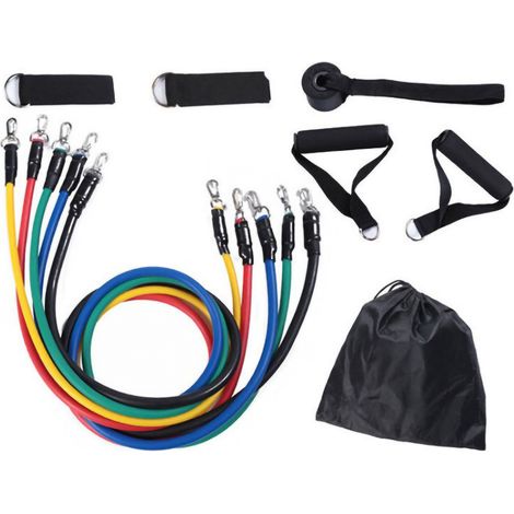 11 pièces lot bandes de résistance latex multifonction élastiques exercice élastiques extensibles (1/5)