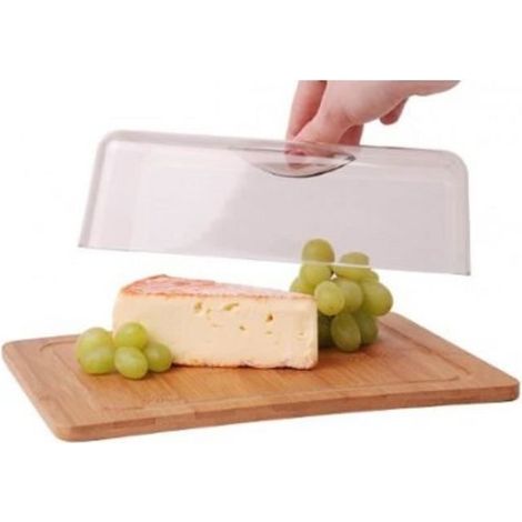 1 cloche à fromage, planche en bambou, couvercle transparent, conservation fromage, service apéf