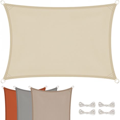 Linxor – Voile d'ombrage rectangulaire imperméable 3 x 4 m – Anti-UV – Polyester 160 g/m² – Résistant aux intempéries et aux UV