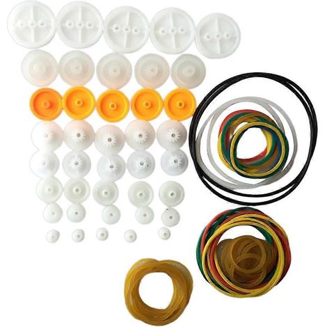 Kit de 84 courroies de transmission élastiques extensibles pour moteurcomprenant poulies et courroies rondes. (1/5)
