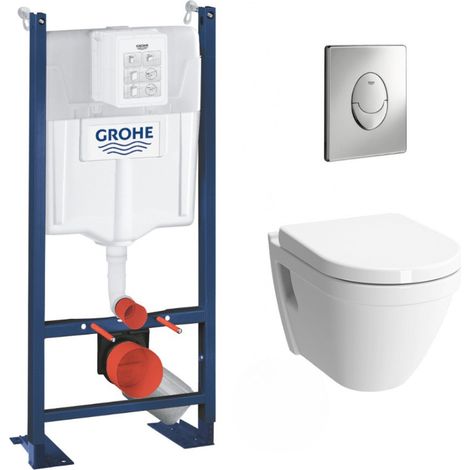 Grohe Pack WC Bâti Rapid SL Autoportant + Cuvette Vitra S50 + Abattant soft close + Plaque chrome (ProjectS50softclose-2) (1/5)