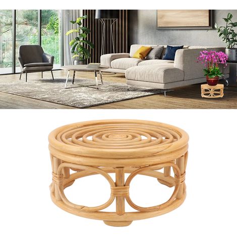 Soporte para plantas de ratán natural – Hecho a mano, de forma redonda para macetas, sala de estar y jardín – Estable y duradero (1/5)