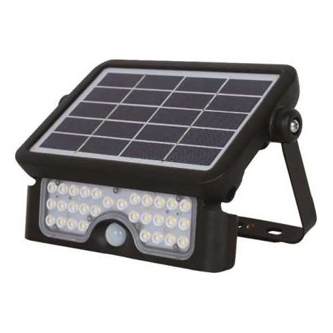 Proyector Led Solar 5W Sensor Crepuscular y Movimiento Negro IP65