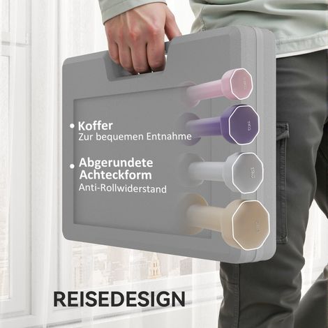 Jeu d'haltères 4 paires 0,5-10 kg avec mallette, haltères en fonte hexagonales, kit complet pour musculation à domicile (1/5)