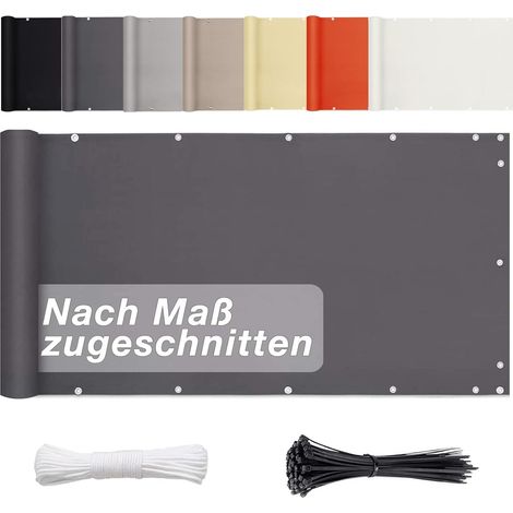 Brise Vue Balcon - 1 Pièce - Polyester - Opaque et Imperméable - Terrasse et Jardin - 60 x 400cm Anthracite (1/5)