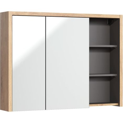Mobile contenitore MATT 100 cm – Rovere chiaro e grigio antracite – 2 porte a specchio