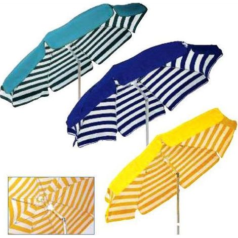 Parasol droit en acier coton duplex 215cm – Couleur bleu – 8 baleines – Poteau 33mm pour stabilité – Maffei