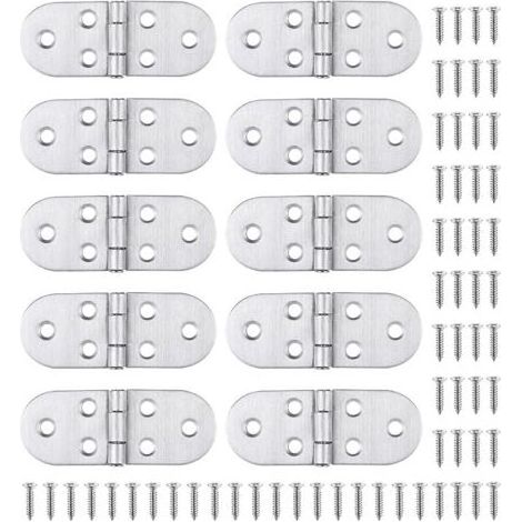 10 Charnière Inox et Vis, Montage facile et solides, pour Table Pliante, Porte de Placard, Trappe, Fenêtre Bateau/Maison (1/5)