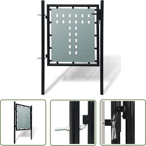 The Living Store Zauntor (Einzeltor) Schwarz 100x150 cm - Gartentor - Zaun - Metalltor - Stahltür - Schwarz (1/5)