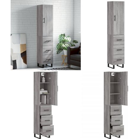 Highboard Grau Sonoma 34,5x34x180 cm Holzwerkstoff - Holzwerkstoff - Schrank (1/5)