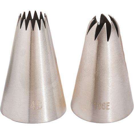 Douille À Pâtisserie - Acier Inoxydable Sans Soudure - Forme Étoile - Pour Décoration De Gâteaux Et Cupcakes - Lot De 6 (1/5)