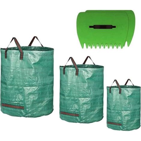 Lot de 3 Sacs de Jardin Autoportante Pliable Sac a Vegetaux Réutilisable Indéchirables Sac de Déchets de Jardin avec 1 Paire Pelles-Ywey (1/4)
