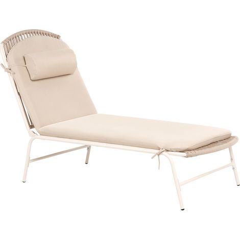 Tumbona de acero galvanizado de jardín con respaldo ajustable en 5 posiciones beige claro Sezze (1/5)