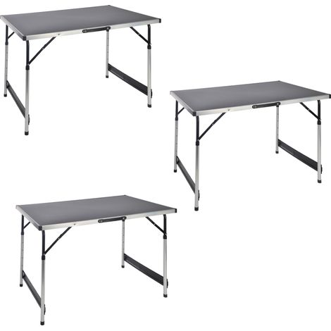 Aluminium Campingtisch höhenverstellbar 100 x 60 cm - 3er Set - Universal Alu Mehrzwecktisch klappbar