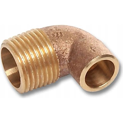 90°-Winkelstück für Kupferlöten, 15 x 1/2 Zoll LW x GZ Außengewinde, Bronze (1/5)