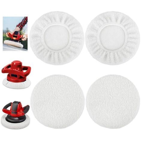 Lot de 4 tampons de polissage en laine d'agneau pour polisseuse orbitale, 220-250 mm (1/4)
