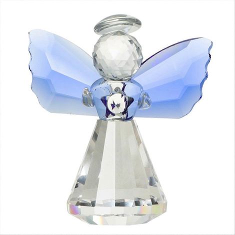 Figurine d'ange gardien en cristal, presse-papier de collection, ailes bleues en verre, ornement, statue, cadeau de mariage (1/5)