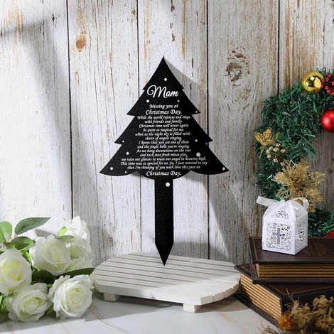 Décorations de Noël pour la tombe de maman au cimetière, plaque commémorative en métal étanche, piquet de deuil, souvenir de jardin,hommage à une mère (1/5)