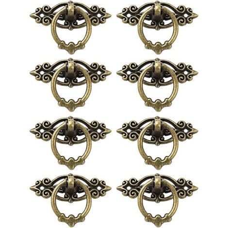 Poignee de Meuble,8Pcs Placards Bouton de Meuble,Bouton de Poignée,Poignée Tirage,PoignéEs Vintage,Antique Meubles Décor Pull, AdaptéEs Aux Portes, FenêTres, Armoires, Tiroirs, Cuisines (1/4)