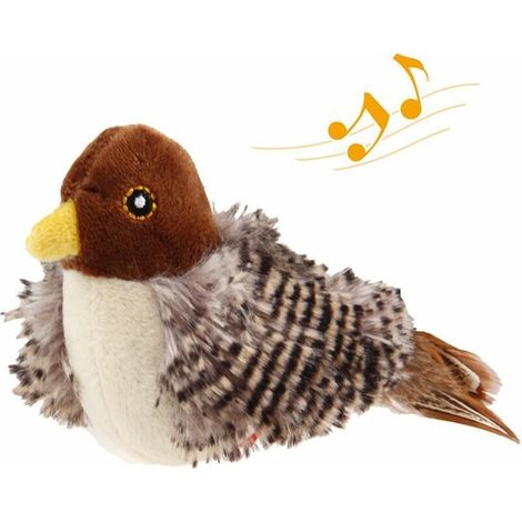 Jouets pour chat pour chats d'intérieur, jouet interactif pour chat avec un véritable son électronique d'oiseau, jouets en plumes de chat avec peluche douce pour soulager l'ennui,40g (1/4)