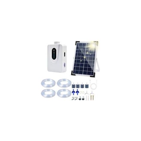 Pompes à air solaire, aérateur de bassin de 6 W avec batterie de 6000 mAh, chargement USB et solaire, oxygénateur pour aquarium, aérateur de pêche (1/4)