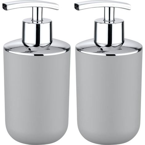 Lot de 2 Distributeur Savon Liquide, Rechargeable, Gris, 320 ML, Salle De Bain Et Cuisine