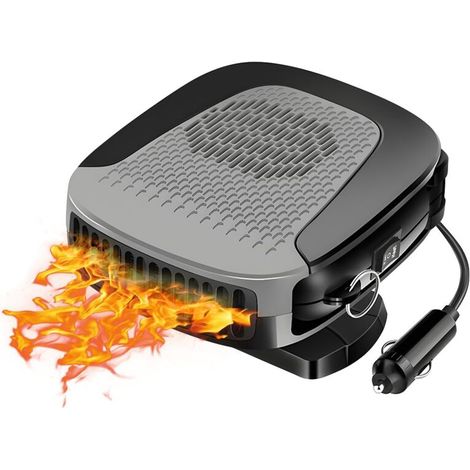 Portable car heater with defroster, 150W, plugs into the cigarette lighter and rotates 360° (grey) (1/4)