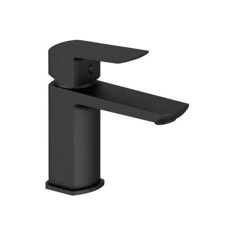 Miscelatore Lavabo Design Minimal Nero Opaco con Piletta Click Clack in Ottone 1”1/4 – Cartuccia Ø35 mm (1/3)
