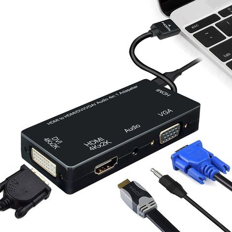 Adaptateur Hdmi Vers Vga-Dvi - Conversion Signal Numerique Vers Analogique - Resolution Jusqu A 4k - Sortie Audio 3 5 Mm - 1 Unite (1/5)