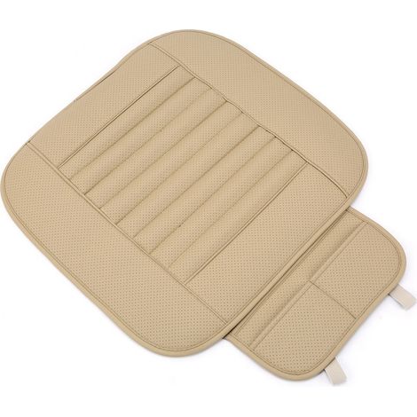 Housse de siège auto 1 pièce beige, similicuir PU, coussin de protection pour banquette avant (1/5)