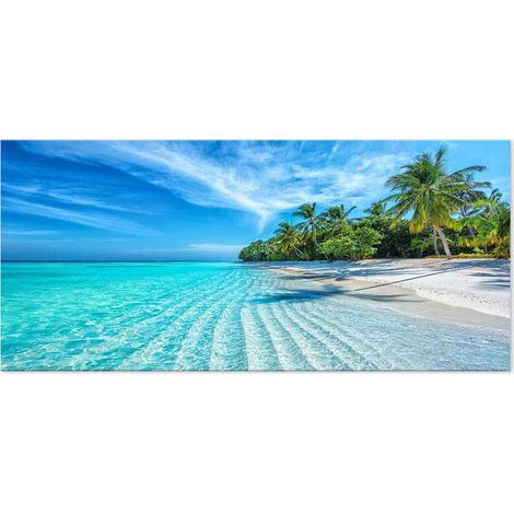 Lupia - Stampa su Tela Canvas World Tropical Paradise 52x122 cm Quadro Moderno Paesaggio Isola Tropicale Telaio in Legno Ecologico, Vivaci Colori Artigianali, Made in Italy Legno (1/4)