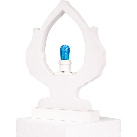 Lampada da tavolo in legno PUMO SALENTINO 21x21 cm LUMINARIA d’arredo pugliese Lampadina Blu