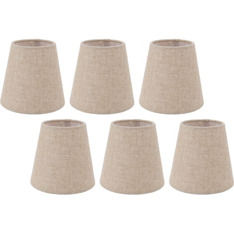 Abat-jour Cylindrique - Tissu Lin - Fixation Par Pince - Pour Ampoule Chandelier E14 - Lot De 6 (1/5)
