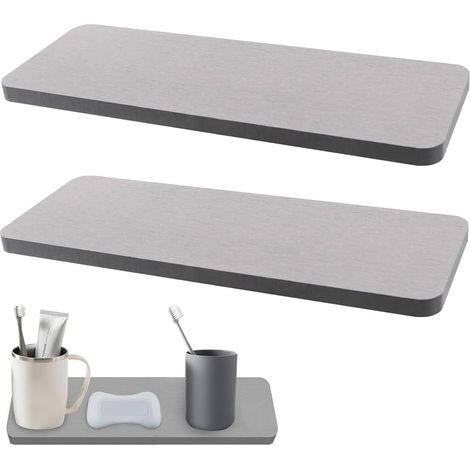 2 Stück saugfähiges Steinwaschbecken, schnell trocknender Seifensparer, Diatomit-Glastablett, Wasseraufnahme, modernes Zuhause für Handseifen, Pflanzen, Toilettenartikel, Badezimmer, Küche