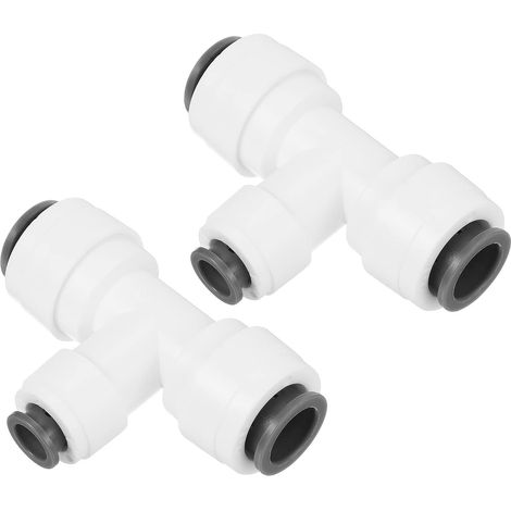 3/8" X 1/4" Pousser pour Connecter Tee Fittings, 2 Paquet T Forme Réduction Eau Ligne Raccord pour RO Eau Système, Blanc (1/5)