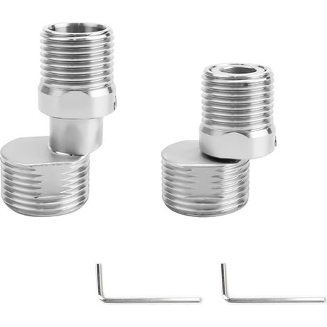 2 Piece Excentric Mixer Tap Fitting, Adjustable 360 Angled Curved Foot, Adjustable Length Tap Corner Screw Eccentric Screw Fitting for Kitchen and Bathroom (1/5)