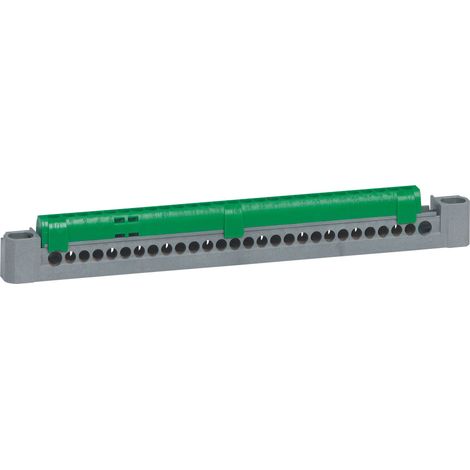 Legrand – Bornier de répartition isolé IP2X terre 1 connexion 6mm² à 25mm² vert longueur 227mm – 100A 400V~ – Fixation sur rail symétrique