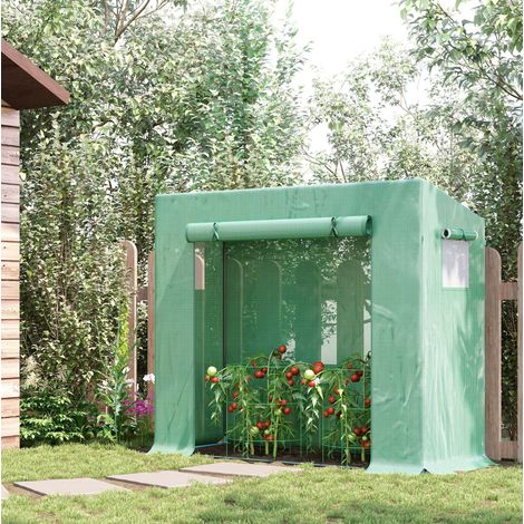 Foliengewächshaus begehbar 200x76x168 cm Stahl Grün OKMYHOME (1/4)