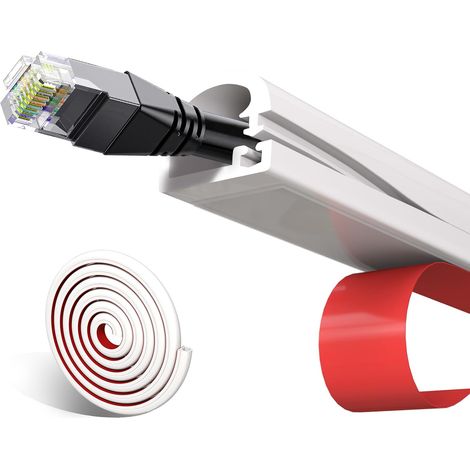 1m Mini Blanc Goulotte Passe Cable pour Un Câble, Cache-Câbles Auto-Adhésif, Flexible Goulotte Electrique en Silicone pour Cables, Cache Fil Convient pour la Gestion des Câbles Muraux (1/5)