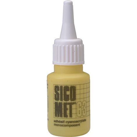 Colle cyanoacrylique 20g – Température d'utilisation -30° à +110°C – Prise rapide 2 à 45 secondes – Pour plastiques et élastomères – Sicomet