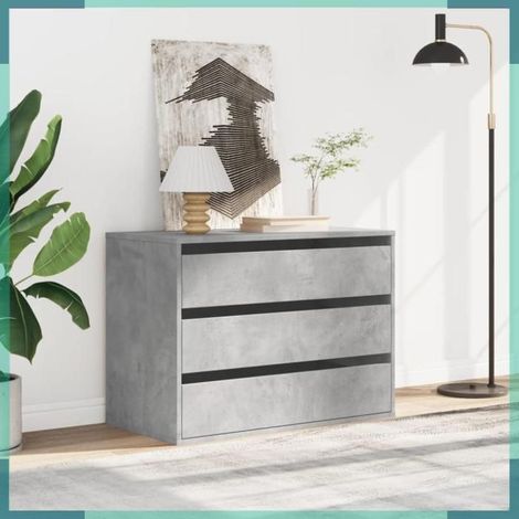 852855 Commode d'angle gris béton 80x41x58 cm bois d'ingénierie (1/5)
