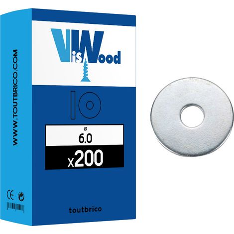 200 rondelles carrossier Ø6 zingué - Viswood (1/4)