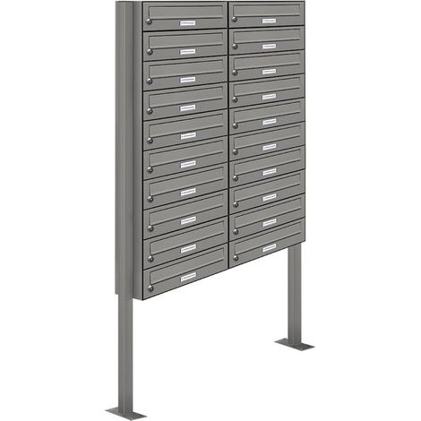 20er Premium Standbriefkasten RAL 9007 freistehend Postkasten Ständer 2x10 (1/5)
