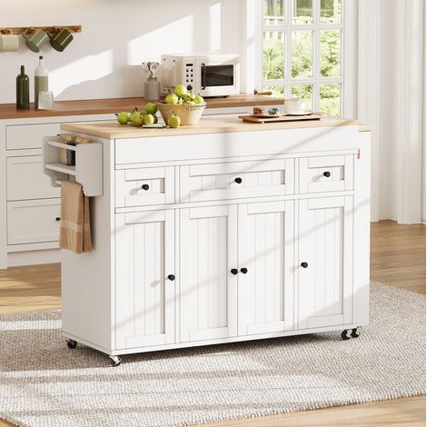 Isola da cucina estensibile 137-190,6x45,2x92 cm in MDF bianco – MEUBLIV (1/5)
