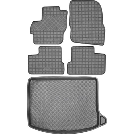 Set di tappetini in gomma per auto e tappetino per bagagliaio per Mazda 3 II Hatchback dal 2009 al 2013.
