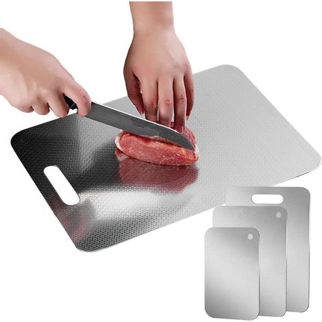 Planche À Découper Pour Cuisine  Planche de Cuisine en Acier Inoxydable Double Face,Ustensiles De Résistants Aux Rayures Pour Fromage, Fruits Et Légumes (1/5)
