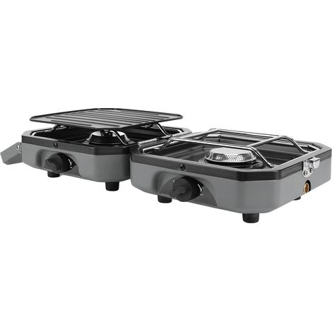 Réchaud de camping, cuisine de camping avec 2 brûleurs, réchaud à gaz pliable, réchaud de camping réglable avec 2 brûleurs et plaque de cuisson pour une utilisation extérieure et intérieure (1/5)