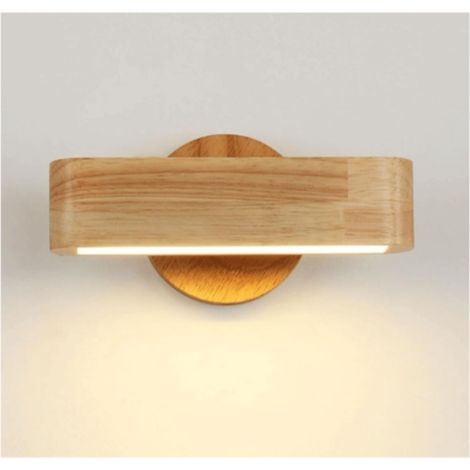 Aplique de pared interior de madera vintage, lámpara de baño moderna, lámpara de mesilla marrón