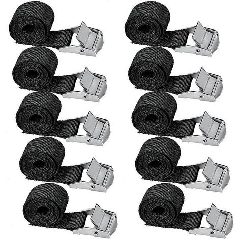 10 sangles d'arrimage robustes, 10 pièces de sangle de serrage pour moto, camion et fret, lanières de chargement lourdes, attaches de transport sécurisées. (1/4)